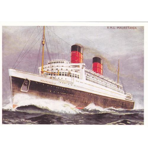 Artist Drawn R.M.S. Mauretania Ocean Liner Shipping Postcard (S12055)