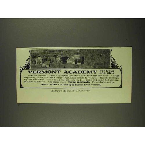 1908 Vermont Academy Ad - For Boys and Girls