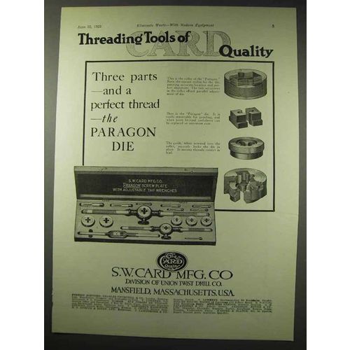 1922 S.W. Card Paragon Die Ad - Threading Quality