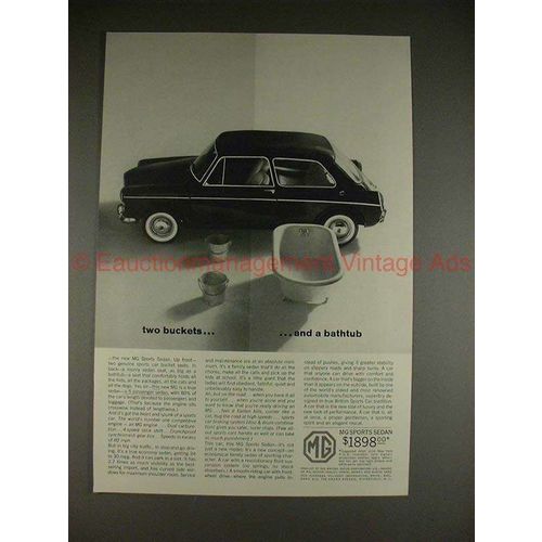 1963 MG Sports Sedan Ad - Two Buckets and a Bathtub!!