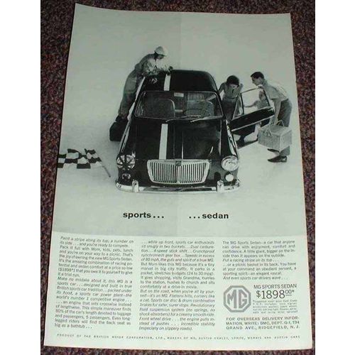 1963 MG Sports Sedan Car Ad, NICE!!