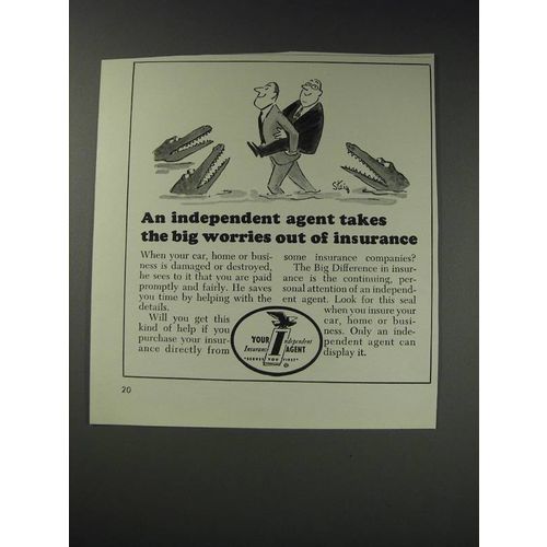 1963 Your Independent Insurance Agent Ad - Cartoon by William Steig