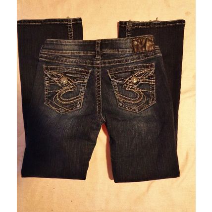 Womens Silver Jeans Suki Surplus W28L30 Denim Blue Jeans Distressed Actual 30x29