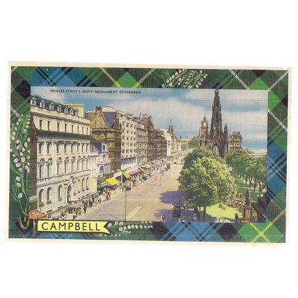 PRINCES STREET, EDINBURGH used postcard by E T W Dennis c. 1960 Campbell =
