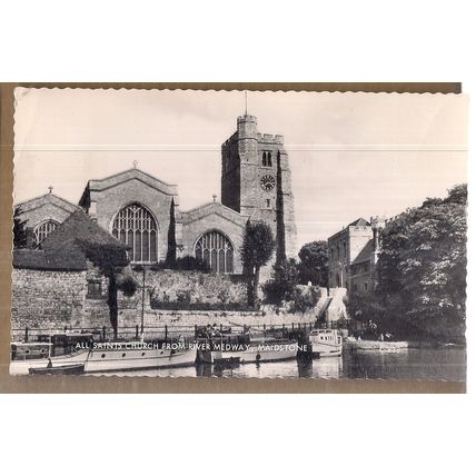 ALL SAINTS CHURCH, MAIDSTONE, KENT used postcard RP by Valentine 1963 pm /