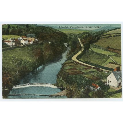 Standard size printed postcard of a River Scene Llanfair Anglesey