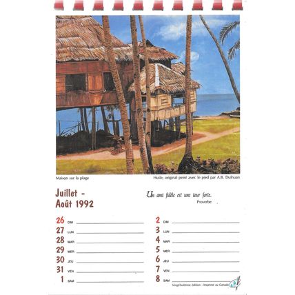 Calendrier Artistique 1992 Peinture d'Handicapé