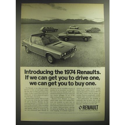 1974 Renault Cars Ad - If we can get you to drive one