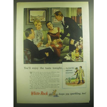 1946 White Rock Water Ad - You'll enjoy the taste tonight
