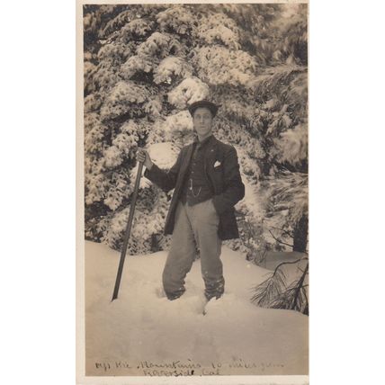 Mountaineer Mountain Climbing In Snow 1909 Explorer Hand Signed Antique Postcard