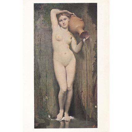JAD Jean Ingres La Source Female Nude Pitcher Painting Risque Postcard