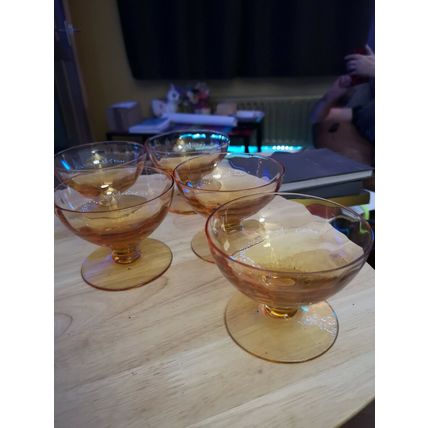 Set 5 Glass Sundae Dishes Orange