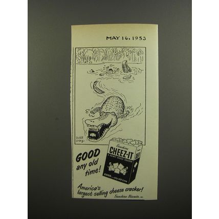 1953 Sunshine Cheeze-It Crackers Ad - Cartoon by Robert Day - Croccodile