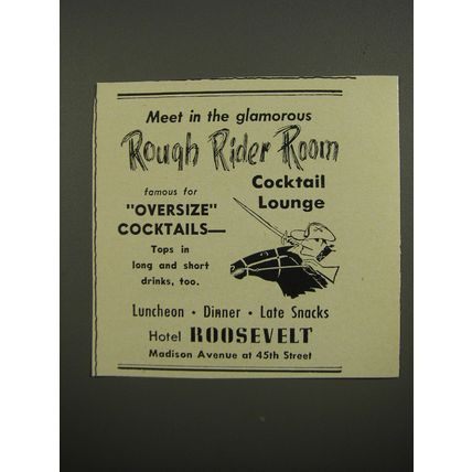 1953 Hotel Roosevelt Ad - Meet in the glamorous Rough Rider Room
