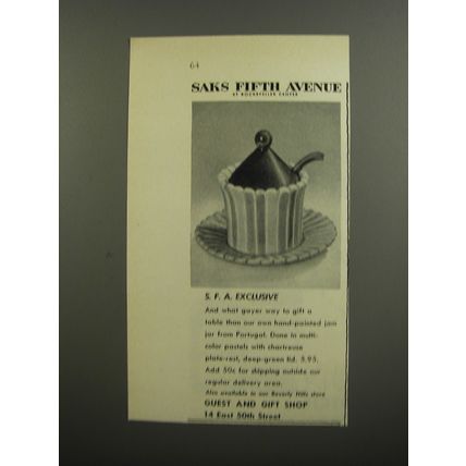 1953 Saks Fifth Avenue Jam Jar Advertisement