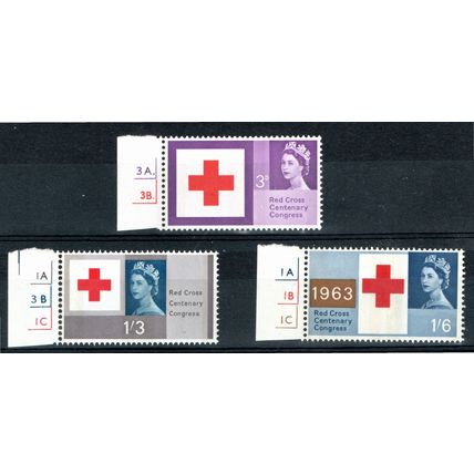 Sg642p -Sg644p phosphor Red Cross traffic light set mint never hinged (SC)