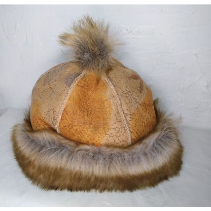 Parkhurst Faux Fur Hat/ Leather Top/Small-Small Med. Very Unique! Fast Ship!