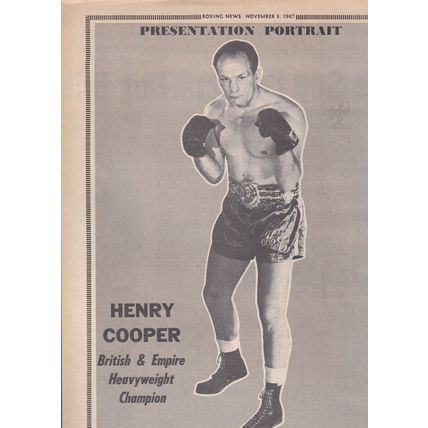 Boxing News 3 Nov 1967- Henry Cooper v Billy Walker Cover, Preview & Posters