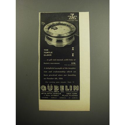 1957 Gubelin Turtle Clock Advertisement