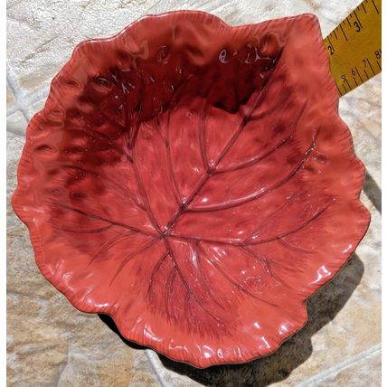Fresh Decor Ceramic Leaf Serving Bowl Rust Orange 7"Hx6.5"Wx2"D Thanksgiving