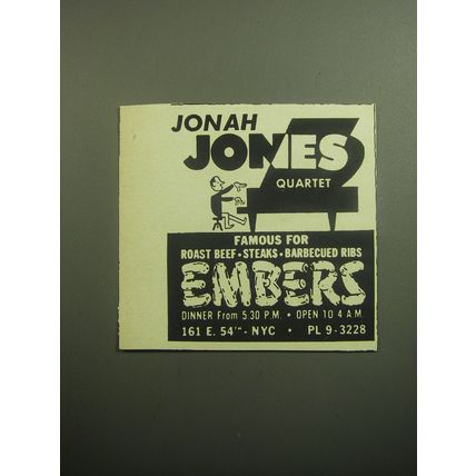 1958 Embers Restaurant Ad - Jonah Jones Quartet