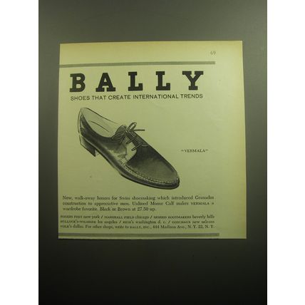 1958 Bally Vermala Shoes Ad - Bally shoes that create international trends