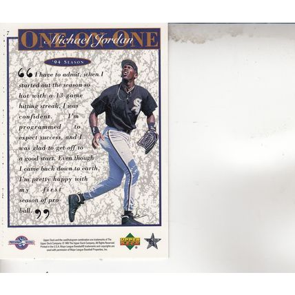 MICHAEL JORDAN 1995 AUTOGRAPHED CHICAGO SHITE SOX/BULLS HOF WORLD CHAMPION CARD