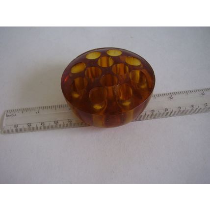 Vintage Davidson Flower Rose Frog Amber 2 1/4" 12 Hole Glass Vase Floral Support