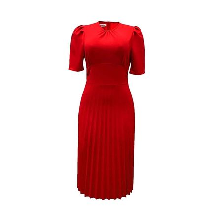 Summer new short sleeved pleated solid color oversized dress for women