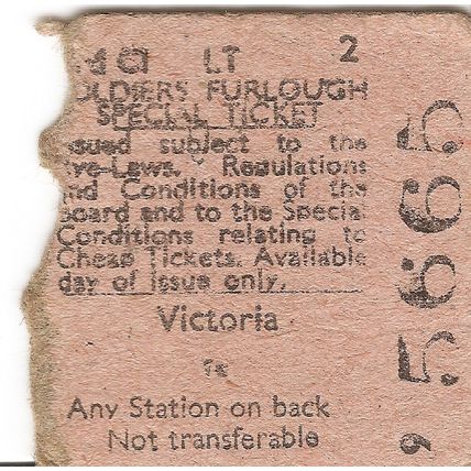 London Transport Edmondson Ticket - Victoria to Any Station on Back of Ticket