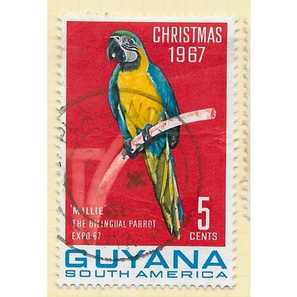 GUYANA 1967 CHRISTMAS XMAS MILLIE PARROT BILINGUAL BIRD EXPO 67 USED