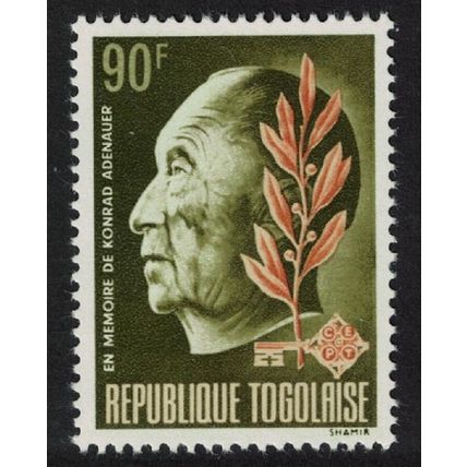 Togo Adenauer German statesman Commemoration. 1968 MNH SG#595 Sc#645