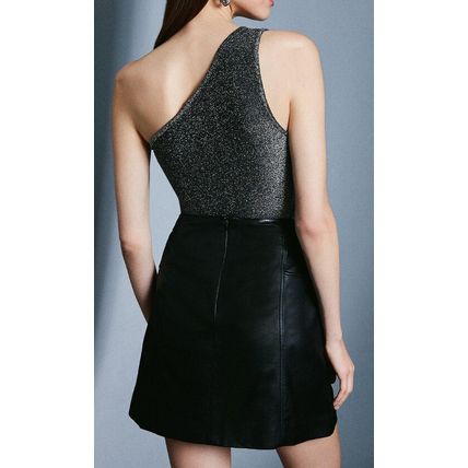 KAREN MILLEN Glitter One Shoulder Jersey Top BNWT