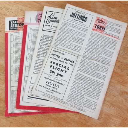 X4 Manchester United 1960's Vintage Football Programmes.
