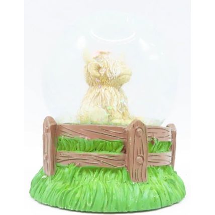 Highland Cow Snow Globe Glitter with a Pink Floral Headband 9 CM Gift Home Decor