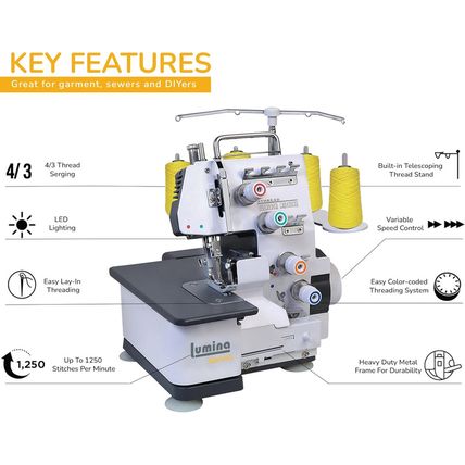 Lumina Sienna Serger Sewing Machine - Industrial Grade Sergers & Overlock Machin