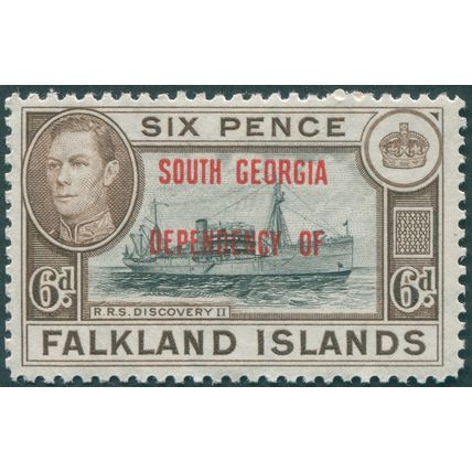 South Georgia 1944 6d. black & brown SGB6 unused