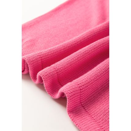 Bright Pink Contrast Trim Pearl Detail Sweater Tank Top