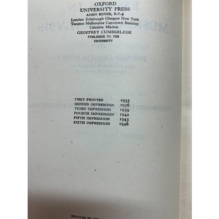 1946 "ESSAYS IN MUSICAL ANALYSIS" DONALD FRANCIS TOVEY MUSIC HARDBACK BOOK (P3)