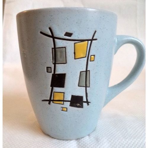 Splendid Mid Century Modern Blue Jewel Enamel Eames Art Pottery Mint Cup Mug