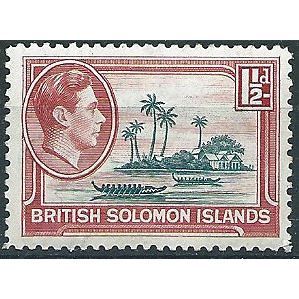 Solomon Islands 1939 SG62 1 1/2d Brown-Green & Carmine Mounted Mint ..