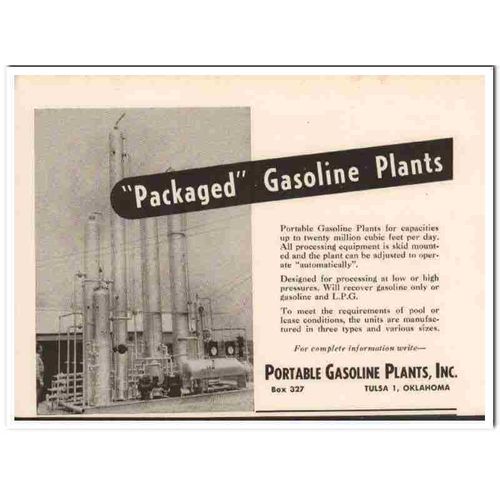 portable gasoline plants inc 1951 packaged process pressure vintage ad
