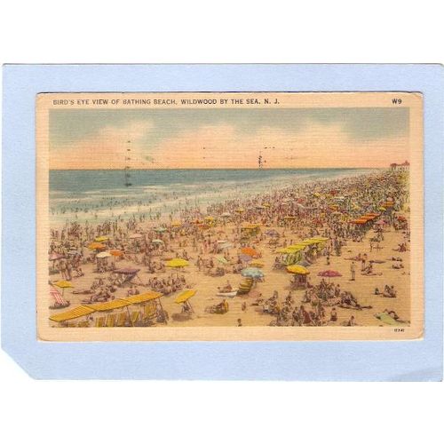 New Jersey Wildwood By The Sea Birds Eye View Of Bathing Beach~739