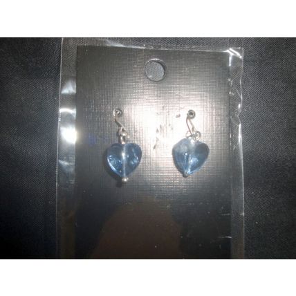 Child sterling silver hook small blue hart earrings