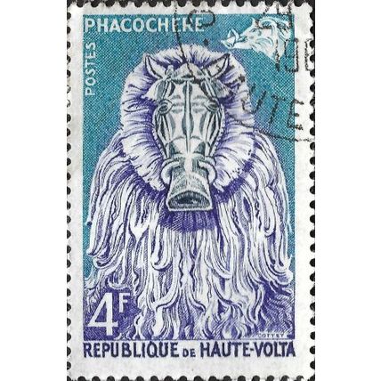 UPPER VOLTA, Tribal art, warthog, blue 1960, 4F