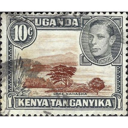 BRITISH EAST AFRICA, George VI, Lake Navaisha, blue-black 1952, 10c, #5