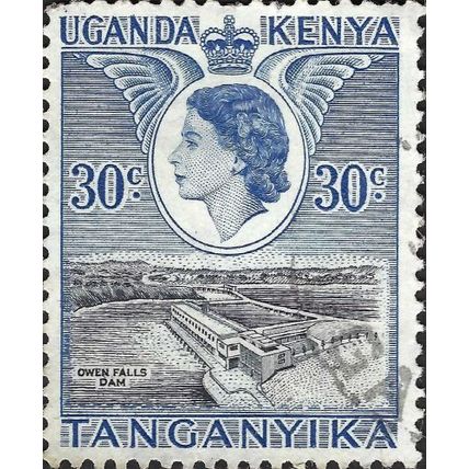 EAST AFRICAN COMMUNITY, Owen dam falls, blue 1954, 30c, #5