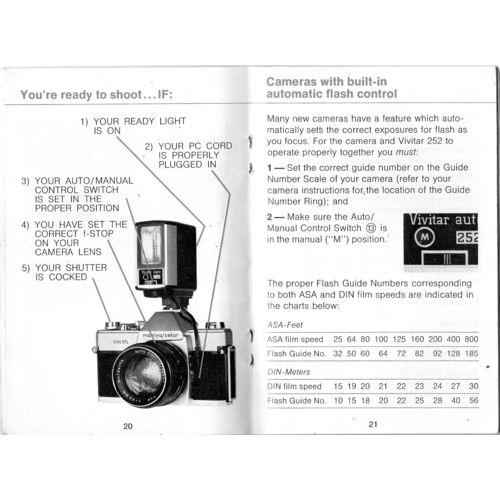 1976 Vivitar Automatic Electronic Flash Model 252 Owners Manual
