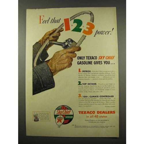 1956 Texaco Sky Chief Gasoline Ad - Feel That Power