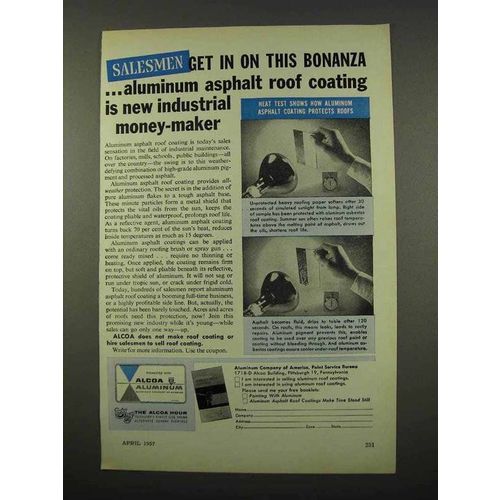 1957 Alcoa Aluminum Asphalt Roof Coating Ad - Bonanza